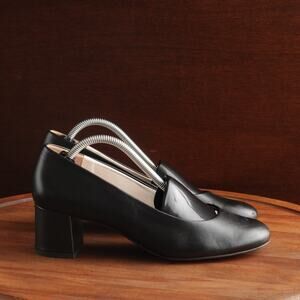 Paul Green Heels Womens SZ UK 5 US 7.5 BLK Leather Pump Neutral Minimalist Shoes